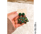Christmas Tree Beaded Earrings
