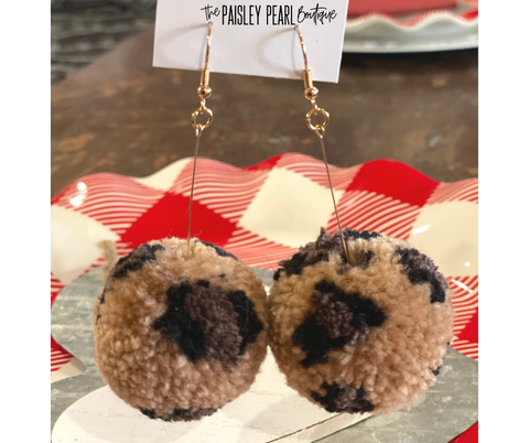 Leopard Pom Earrings