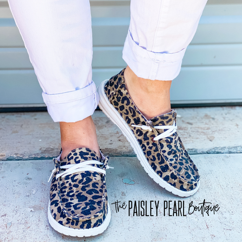 Holly Canvas Boat Shoes-Leopard