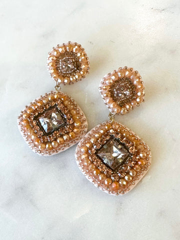 Rose Gold Beaded Earrings