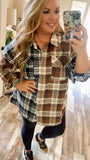 Neutral Grounds Plaid Oversized Lightweight Flannel Top