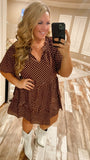 Pretty Woman Brown Polka Dot Dress