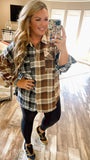 Neutral Grounds Plaid Oversized Lightweight Flannel Top