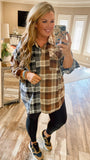 Neutral Grounds Plaid Oversized Lightweight Flannel Top