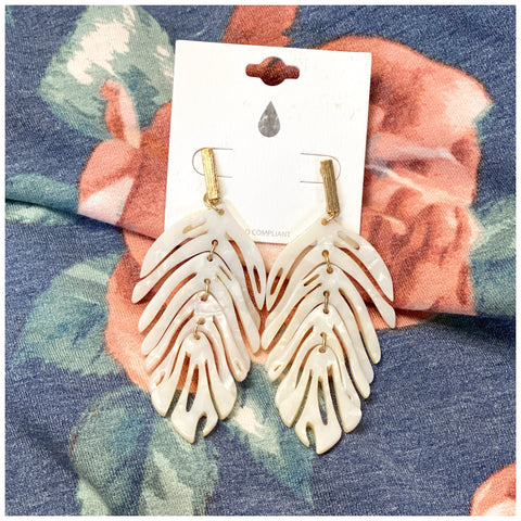 White Palm Earrings