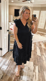 Seaside Black Midi Dress