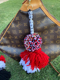 Red Raiders Pom-Pom Bag Tassels