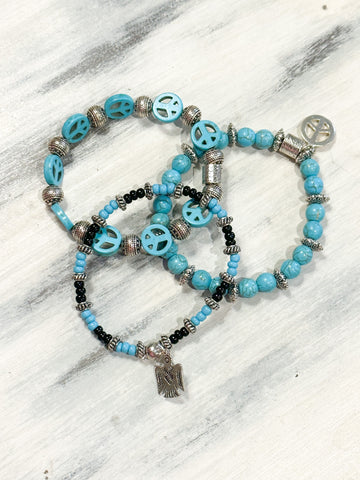 Turquoise Beaded Bracelets-3 styles