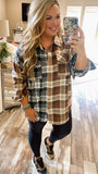 Neutral Grounds Plaid Oversized Lightweight Flannel Top
